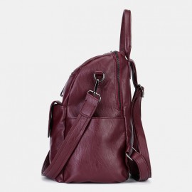 Women Solid Waterproof Multi-Carry Anti Theft Backpack