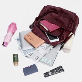 Women Solid Waterproof Multi-Carry Anti Theft Backpack
