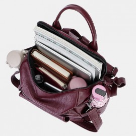 Women Solid Waterproof Multi-Carry Anti Theft Backpack