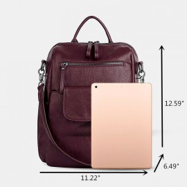 Women Solid Waterproof Multi-Carry Anti Theft Backpack