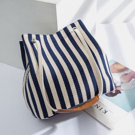 Women Striped Casual Canvas Handbag Crossbody Bag