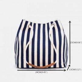 Women Striped Casual Canvas Handbag Crossbody Bag