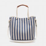 Women Striped Casual Canvas Handbag Crossbody Bag