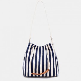 Women Striped Casual Canvas Handbag Crossbody Bag