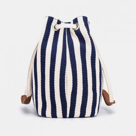 Women Striped Casual Canvas Handbag Crossbody Bag