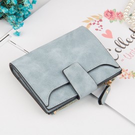 Women Stylish Candy Color Trifold Small Wallet Card Holder Purse