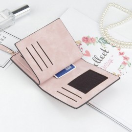 Women Stylish Candy Color Trifold Small Wallet Card Holder Purse