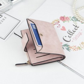Women Stylish Candy Color Trifold Small Wallet Card Holder Purse