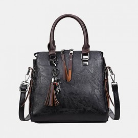 Women Tassel Solid Vintage Handbag Crossbody Bag