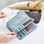 Women Trifold Dull Polish Faux Leather Long Wallet Card Holder Purse