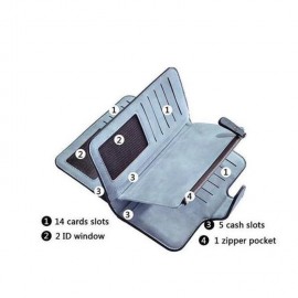 Women Trifold Dull Polish Faux Leather Long Wallet Card Holder Purse