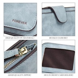 Women Trifold Dull Polish Faux Leather Long Wallet Card Holder Purse