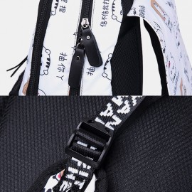 Women USB Charging Printed 15.6 Inch Laptop Pocket Fluffy Ball Large-capacity Backpack