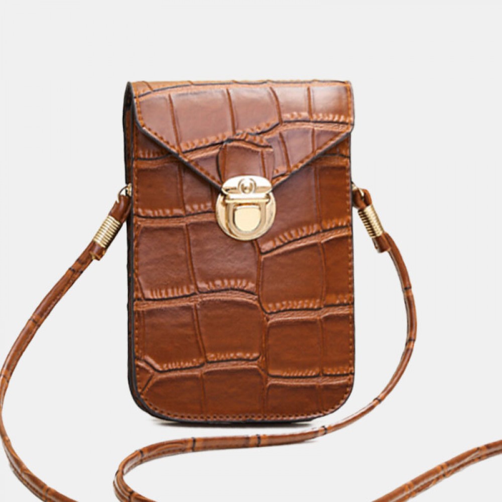 Women Vintage Alligator 6.3 inch Phone Bag Crossbody Bag