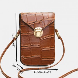 Women Vintage Alligator 6.3 inch Phone Bag Crossbody Bag