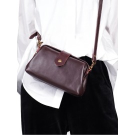 Women Vintage PU Leather Cylindrical Bag Crossbody Bag Shoulder Bag