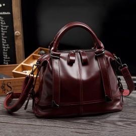 Women Vintage PU Leather Handbag Formal Crossbody Bag