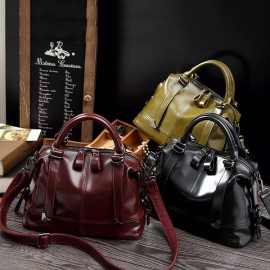 Women Vintage PU Leather Handbag Formal Crossbody Bag