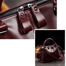 Women Vintage PU Leather Handbag Formal Crossbody Bag
