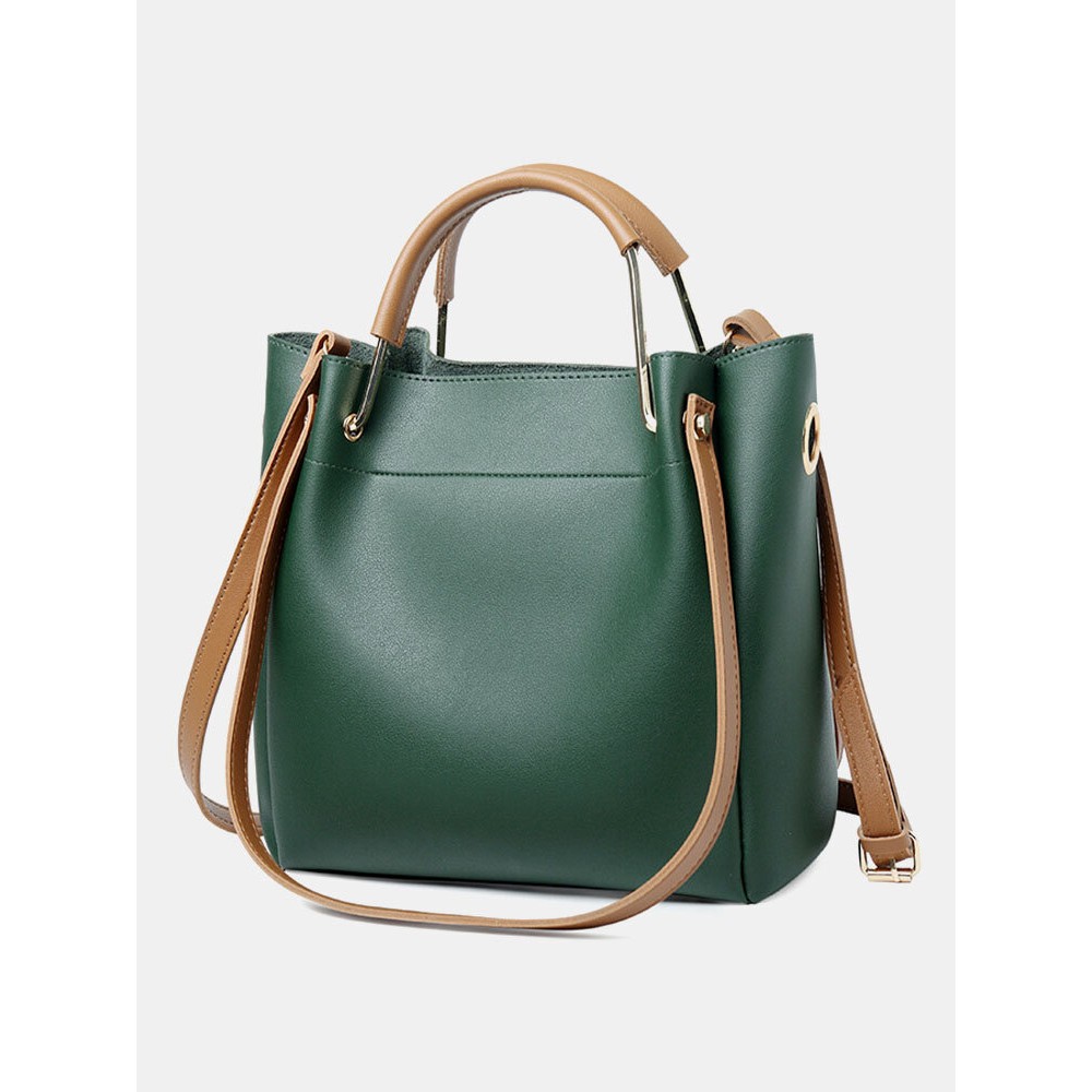 Women Vintage PU Leather Shoulder Bag Handbag Tote Bucket Bag
