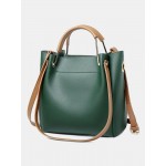 Women Vintage PU Leather Shoulder Bag Handbag Tote Bucket Bag