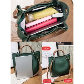 Women Vintage PU Leather Shoulder Bag Handbag Tote Bucket Bag