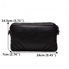 Women Vintage Soft PU Leather Crossbody Bag Solid Double Layer Shoulder Bag