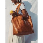 Women Vintage Weekender Bag Soft PU Leather Campus Bag Oversized Shoulder Bag Handbag Tote