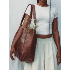 Women Vintage Weekender Bag Soft PU Leather Campus Bag Oversized Shoulder Bag Handbag Tote