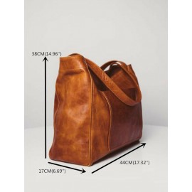 Women Vintage Weekender Bag Soft PU Leather Campus Bag Oversized Shoulder Bag Handbag Tote