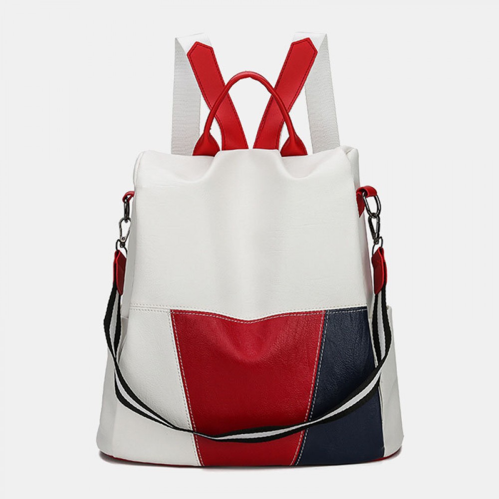 Women Waterproof Anti-theft Multi-carry Patchwork Casual Backpack