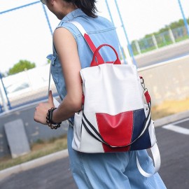 Women Waterproof Anti-theft Multi-carry Patchwork Casual Backpack