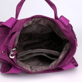 Women Waterproof Nylon Leisure Plain Large Capacity Handbag Crossbody Bag