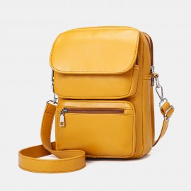 Women Zipper PU Solid Casual Crossbody Bag Shoulder Bag