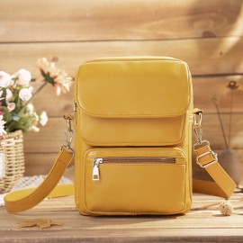 Women Zipper PU Solid Casual Crossbody Bag Shoulder Bag