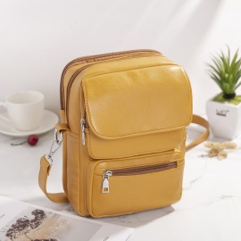 Women Zipper PU Solid Casual Crossbody Bag Shoulder Bag
