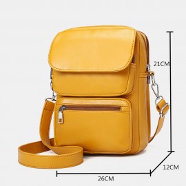 Women Zipper PU Solid Casual Crossbody Bag Shoulder Bag