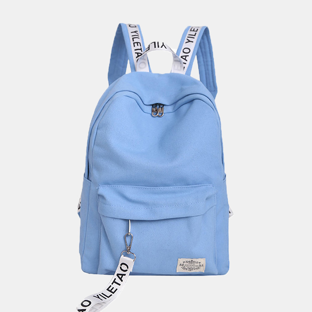 Women’s Backpack Canvas Brief Large Capacity Preppy Letter Print Backpack