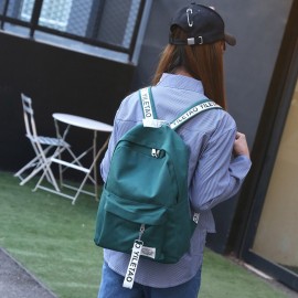 Women’s Backpack Canvas Brief Large Capacity Preppy Letter Print Backpack